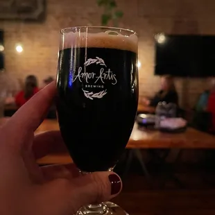 a person holding a glass of beer