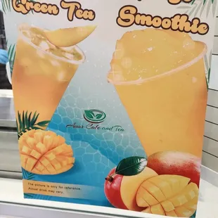 mango cream tea and mango smoothie