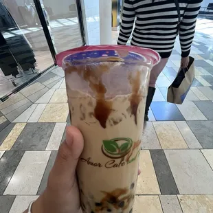 Iced Brown Sugar Milk Tea with Honey Boba