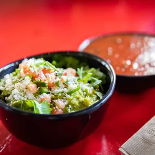 Guacamole and salsa.