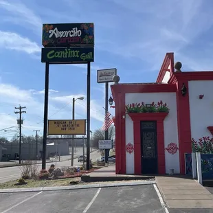 the front of the restaurant