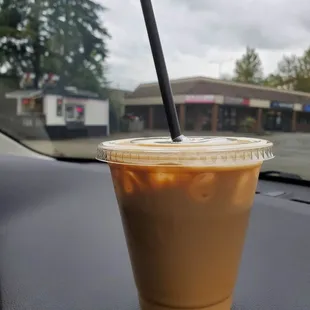 Iced Caramel Bliss ($5 for 12 oz.) | Amore&apos; is the little stand on the left!