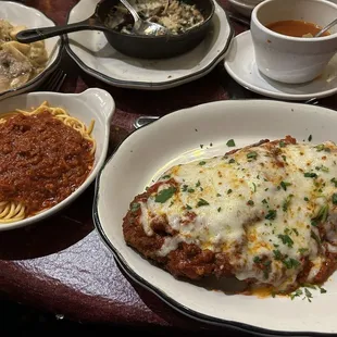 Chicken Parm / Eggplant and side of spaghetti