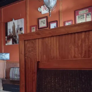 a fireplace in a restaurant