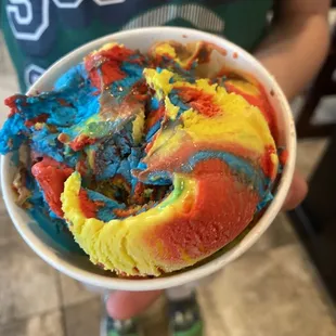 Superman  1 Scoop Dish -kind of tasted like Cotton Candy
