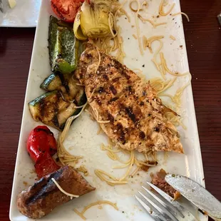 Grill chicken and sausage with Angel Hair pasta!