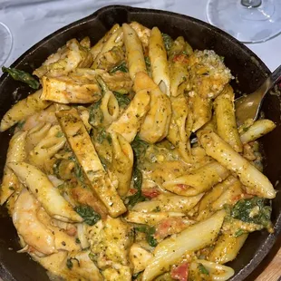 Creamy Tuscan Skillet with Shrimp &amp; Chicken