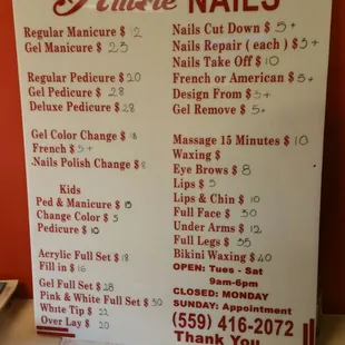 Amoré Services and Prices