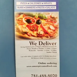 menu, pizza