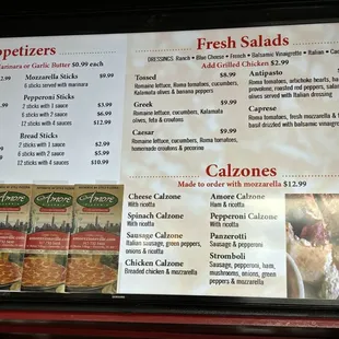Menu as of March 2024