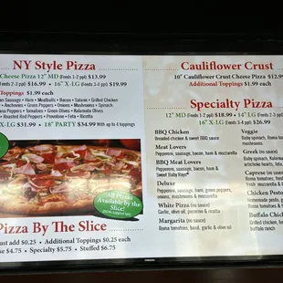 Menu as of March 2024