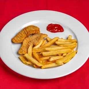 Kids Chicken fingers and fries with Ketchup