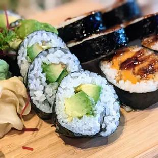 Avocado and sweet potato maki rolls