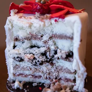 Inside the Poinsettia Petit Cake