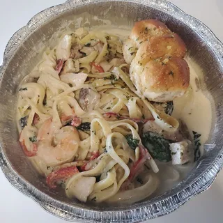 Chicken and Shrimp Carbonara