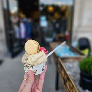 Ice cream with macaron