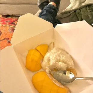 Mango with coconut sticky rice. If you get nothing else, get this!