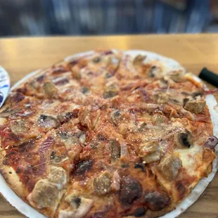 a pizza on a table