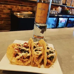 Mezcal and Tinga de pollo