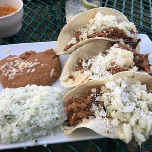 The barbacoa tacos and sides are flavorful!