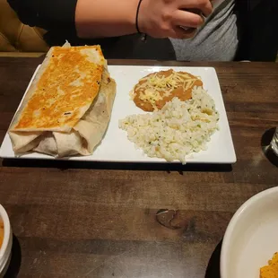 Huge burrito with rice and beans