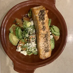 Avocado &amp; Roasted Carrots we added salmon