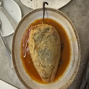 Chile Relleno with carne asada