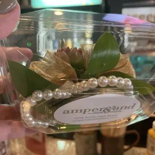 Bottom of the corsage (beautiful pearls)