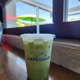 fruity pebble iced matcha latte