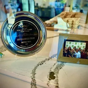 A plaque they earned for Best Sweet Treats from the California Restaurant Association.