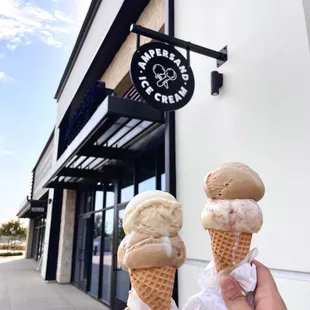 two cones of ice cream