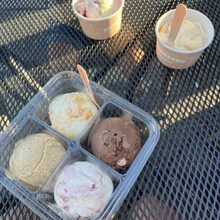 Single scoop Basil berry - single caramel whiskey - flight of cherry pie, rocky roach, apricot goat cheese &amp; something macchiato!