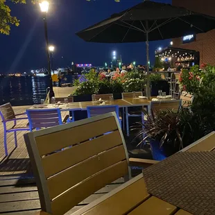 View of bar area and water