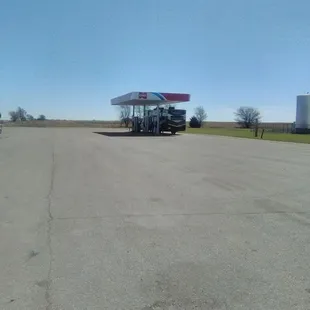 The view of the diesel pumps 1/2 way back from the store..way out yonder