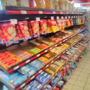 All of the shelves look fully stocked