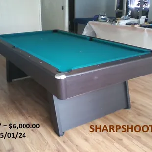 Sharpshooter 8' Slate Pool Table, new, delivered and assembled, Oahu ground level, no stairsteps.