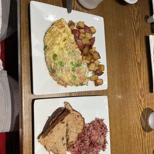 Western omelette and Corned Beef Hash