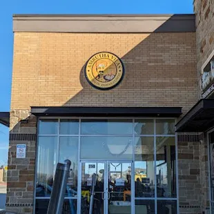 the entrance to a restaurant