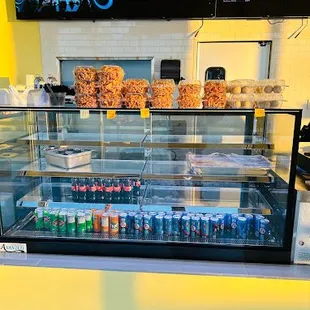 a display of food items