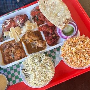 a tray of indian food