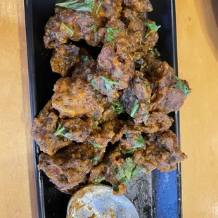 a plate of fried meat