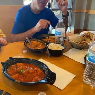 Chicken vindaloo and chicken tikka masala