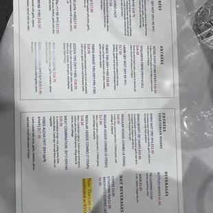 a menu for a restaurant