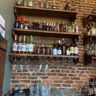 bottles of liquor on shelves