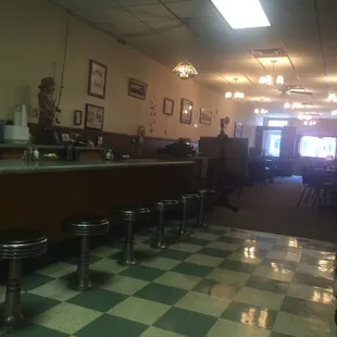 Inside.  Typical small town diner look!