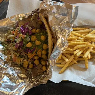 Falafel sandwich. With green sauce