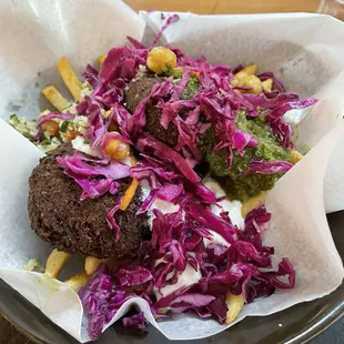 Super fries  with falafel