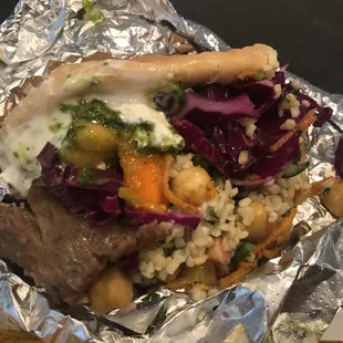 Lamb and beef sandwich.