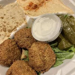 Fabulous mini sampler, dig the dolmas, falafel and dips!!! Want more!!