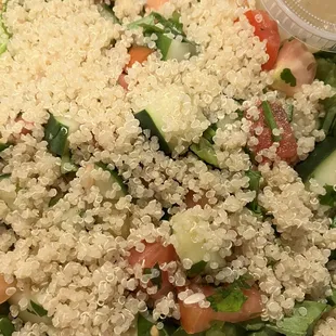 Delightful and light quinoa salad. (You can top with a selection of proteins if you so choose.)